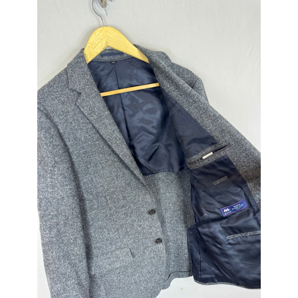 J Crew Abraham Moon Mens 38R Grey Wool Blazer Sport Coat Elbow Patches British - Picture 4 of 10